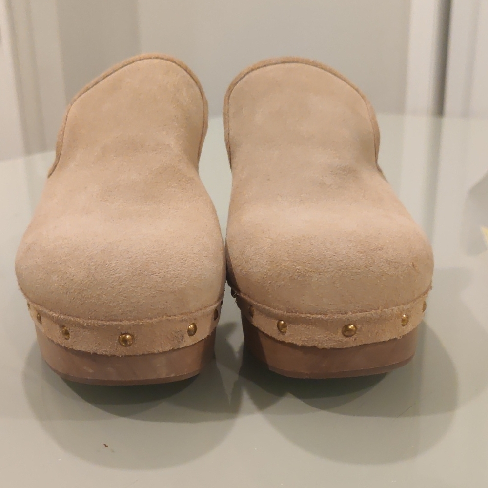 J. Crew Beige Suede Mules with Gold Studs Size 7 - Picture 6 of 11